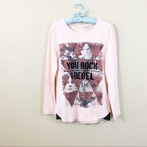 TOM TAILOR Pink Graphic Tee "You Rock I Rebel"